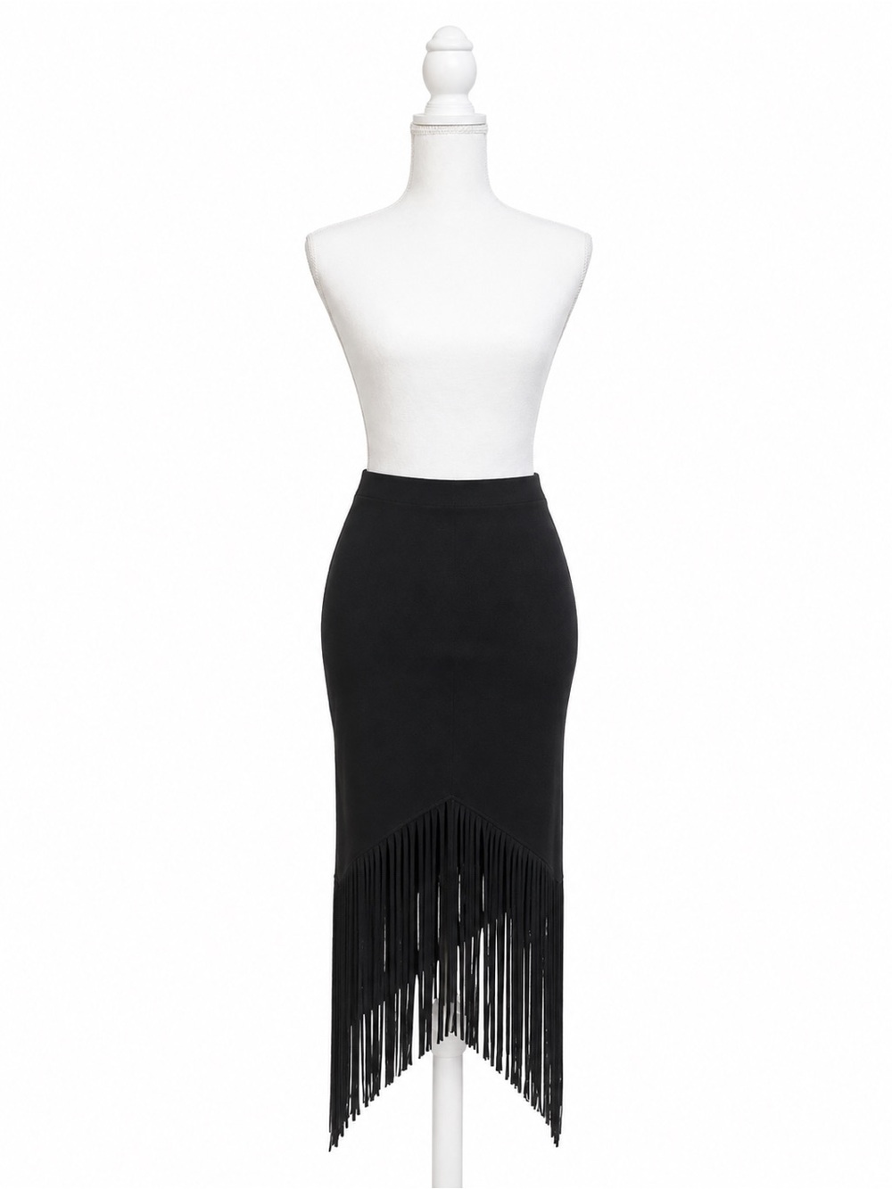 Vero Moda Black Fringe-Hem Pencil Skirt